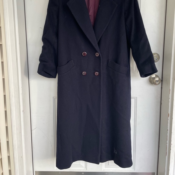 Vintage Kristen Blake Blue 100% Wool Full Length Duster Peacoat Overcoat size 8 - Picture 4 of 13